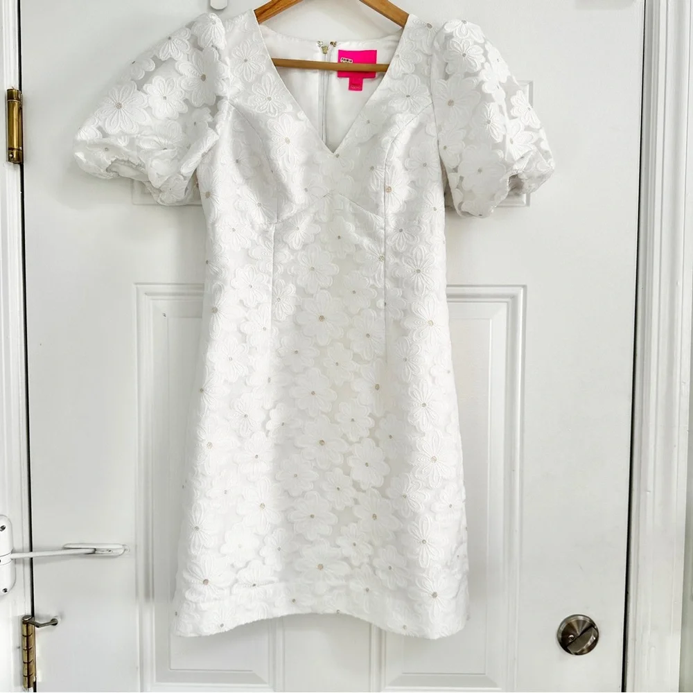 Lilly Pulitzer Citra Organza Puff Sleeve Floral Dress - Picture 2 of 6